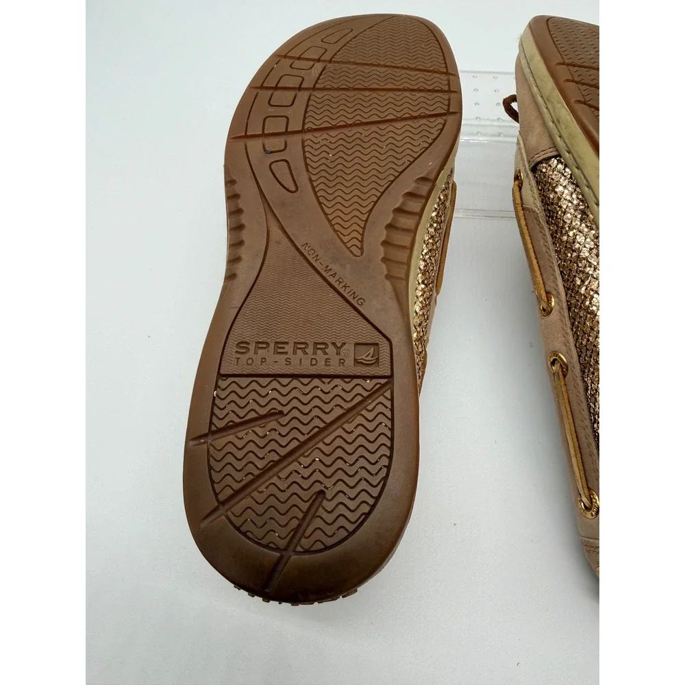 Sperry Top-Sider Angelfish Boat Shoes Women's 7.5M Tan Gold Glitter Leather
